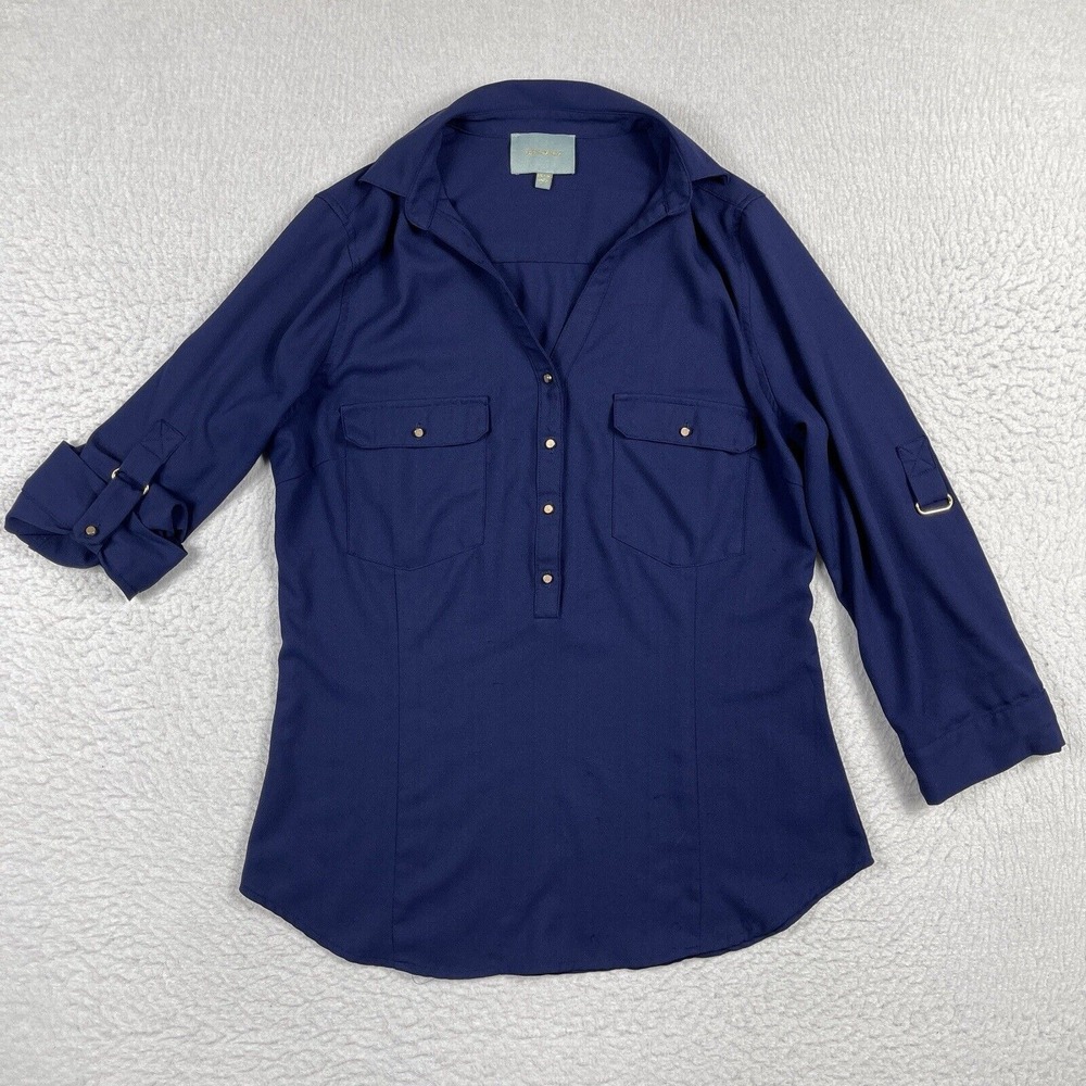 Skies Are Blue Shirt Womens Medium Button Blouse Career Casual Preppy Ladies Top